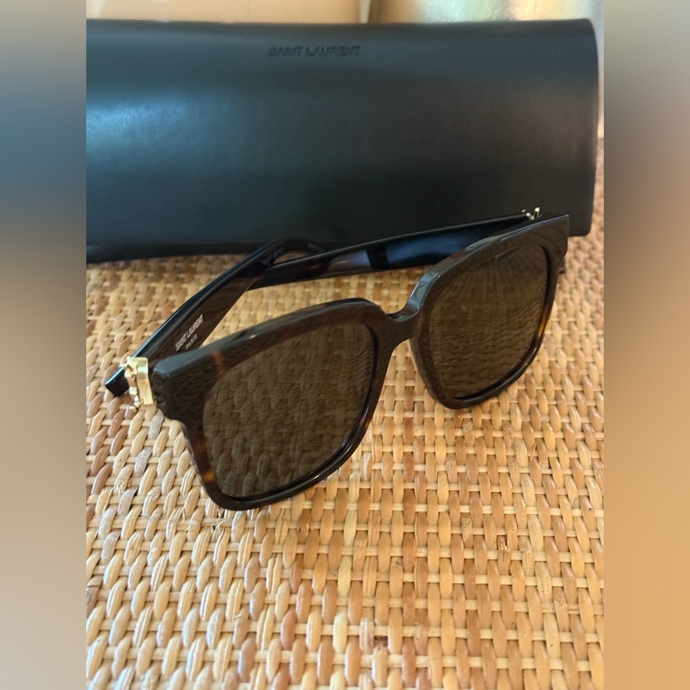 Saint Laurent SL M40 55mm Oversized Sunglasses Havana Brown NWT + Case - Picture 6 of 12